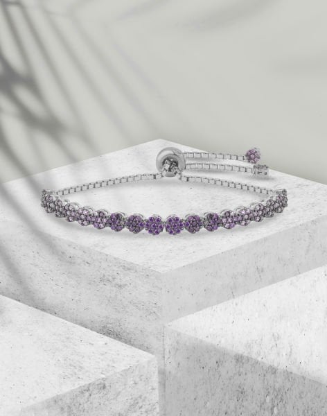 925 Ayar Gümüş Pırlanta Tasarımı Asansörlü Bileklik MOR