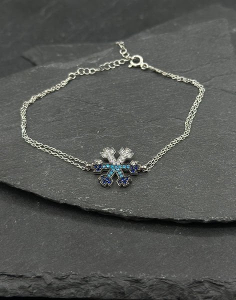 925 Ayar Gümüş Mix Taşlı Kar Tanesi Bileklik