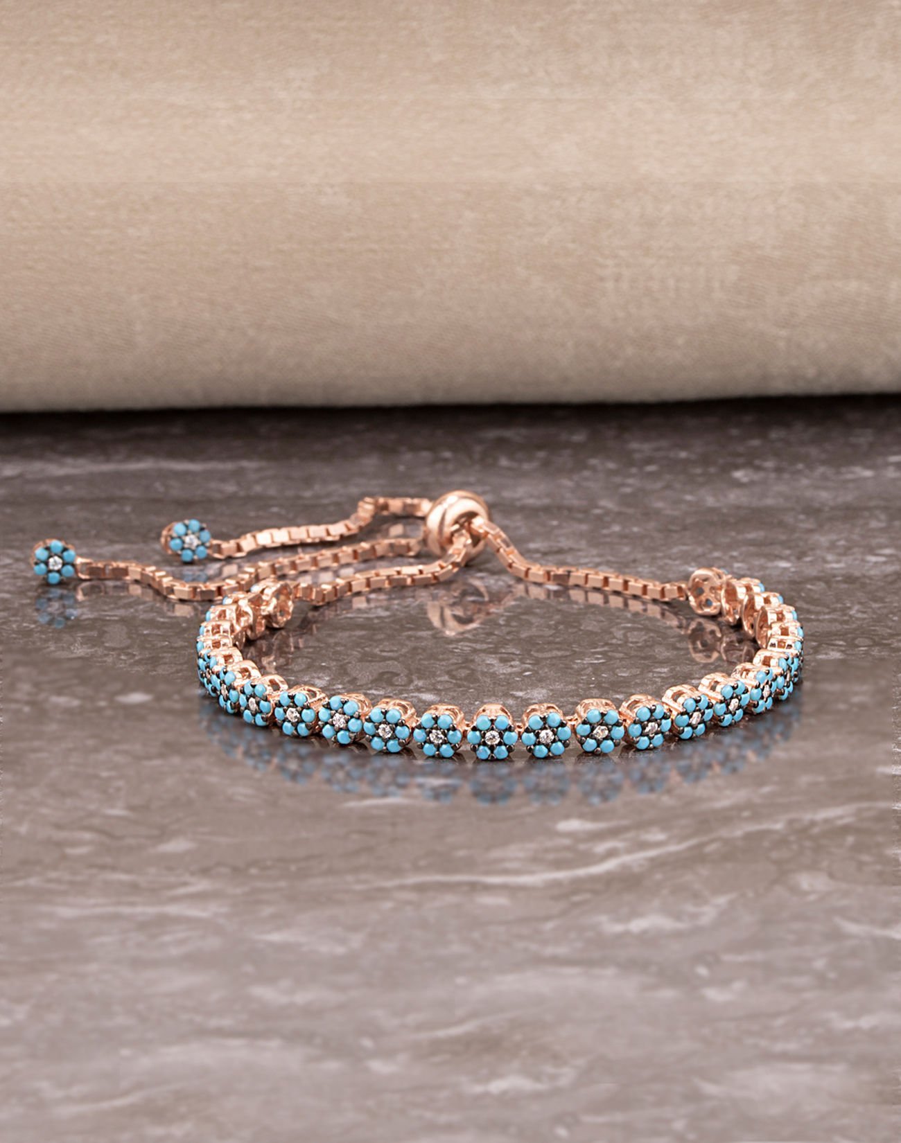 925 Ayar Gümüş Pırlanta Tasarımı Asansörlü Bileklik TURKUAZ