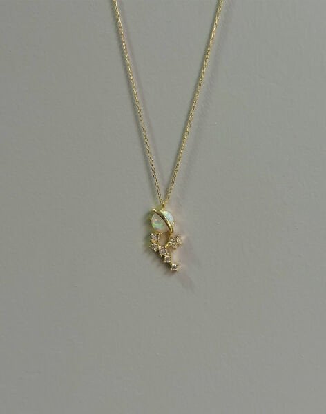 Opal Taşlı Gümüş Satürn Kolye