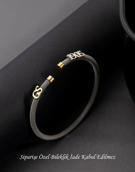 925 Ayar Gümüş Kendin Tasarla Harfli ve Rakamlı Çelik Bileklik