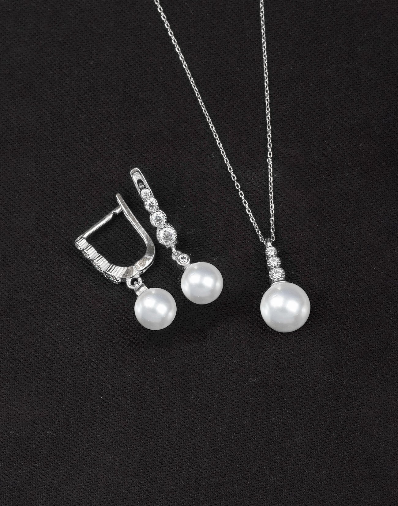 925 Ayar Gümüş Süzme Küre İnci Set