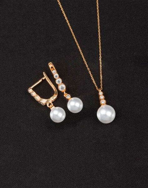 925 Ayar Gümüş Süzme Küre İnci Set