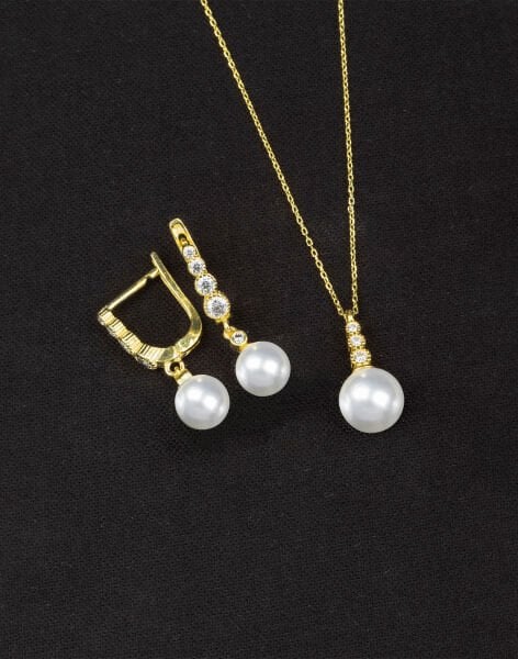 925 Ayar Gümüş Süzme Küre İnci Set