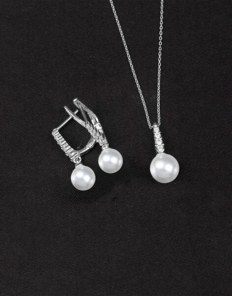 925 Ayar Gümüş Sıra Taşlı Küre İnci Set