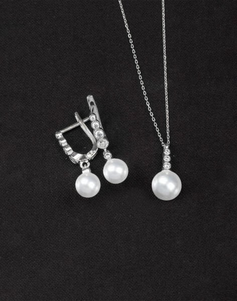 925 Ayar Gümüş Tria Modeli Küre İnci Set