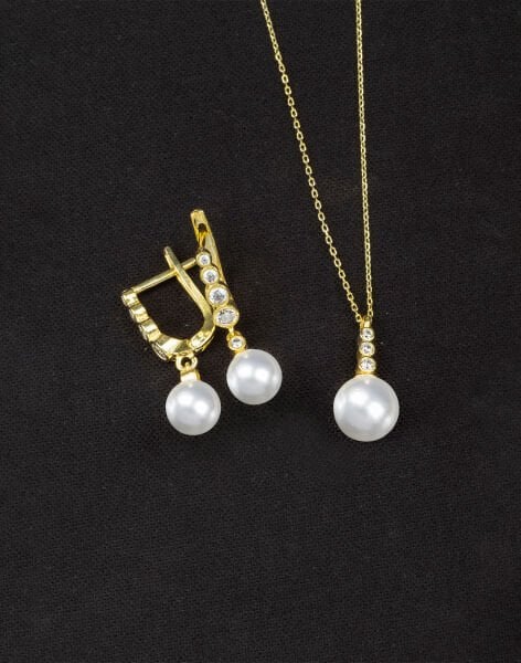 925 Ayar Gümüş Tria Modeli Küre İnci Set