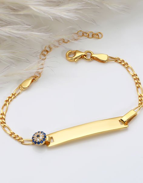 Kişiye Özel Nazarlı Gümüş Çocuk Bilekliği