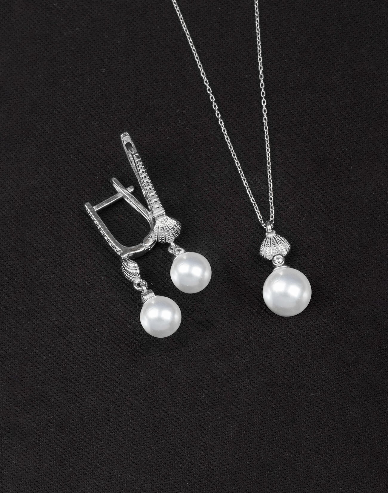 925 Ayar Gümüş İstiridye Küre İnci Set