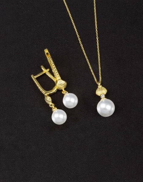 925 Ayar Gümüş İstiridye Küre İnci Set