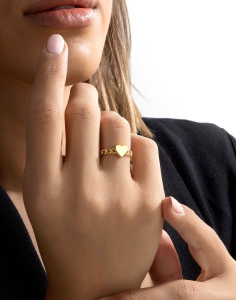 Zincir Modeli Kalpli Gümüş Yüzük