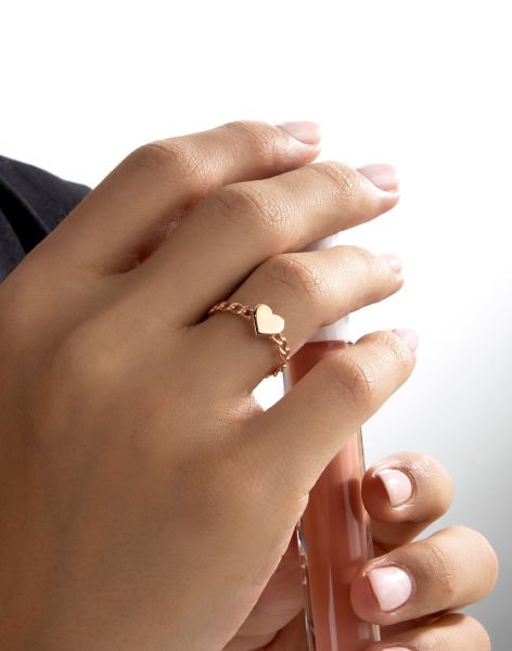 Zincir Modeli Kalpli Gümüş Yüzük