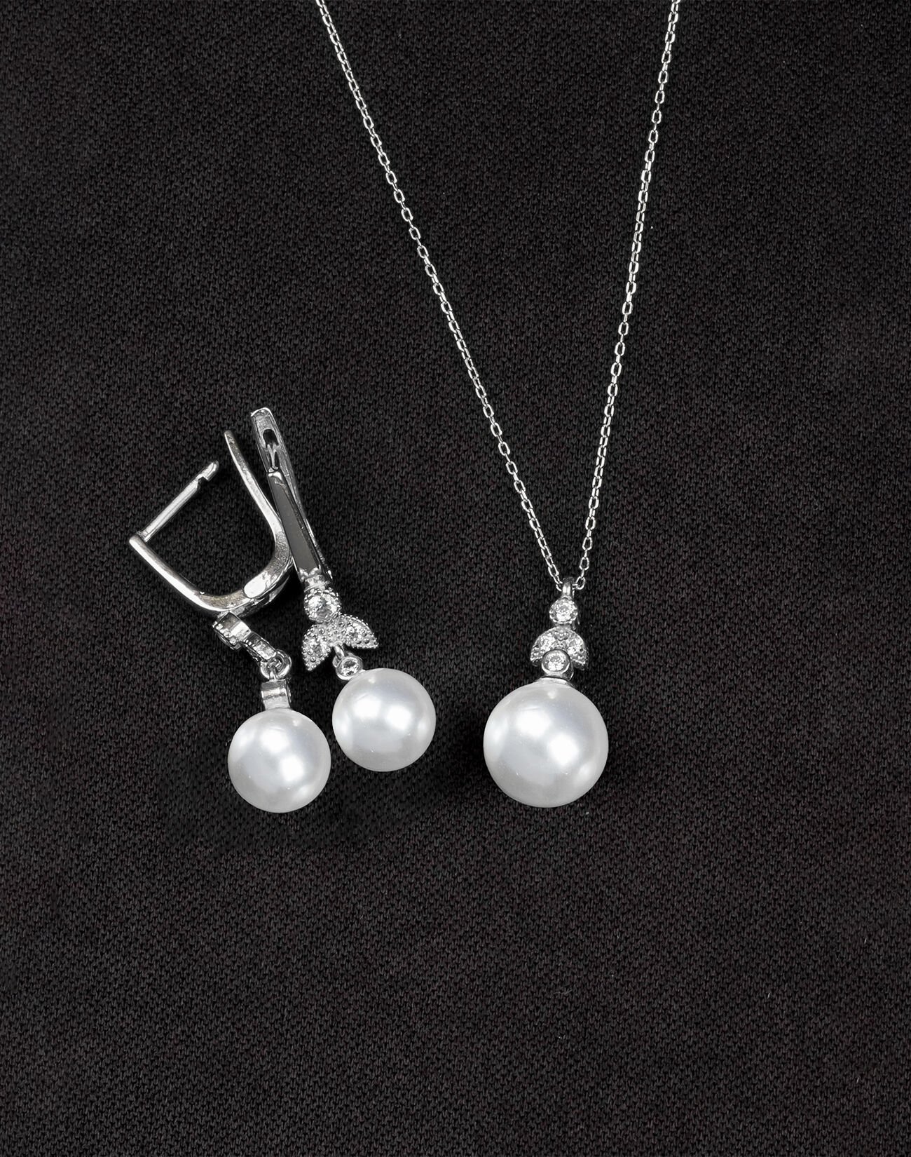 925 Ayar Gümüş Ay Işığı Küre İnci Set