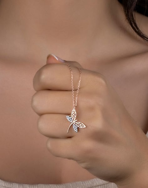 Ajör İşlemeli Gümüş Yusufcuk Kolye