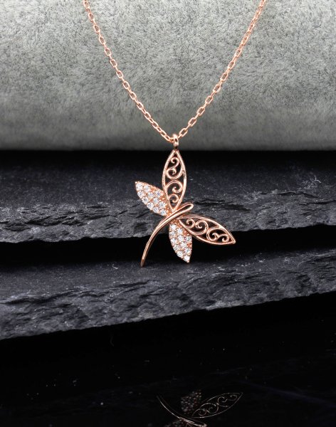 Ajör İşlemeli Gümüş Yusufcuk Kolye