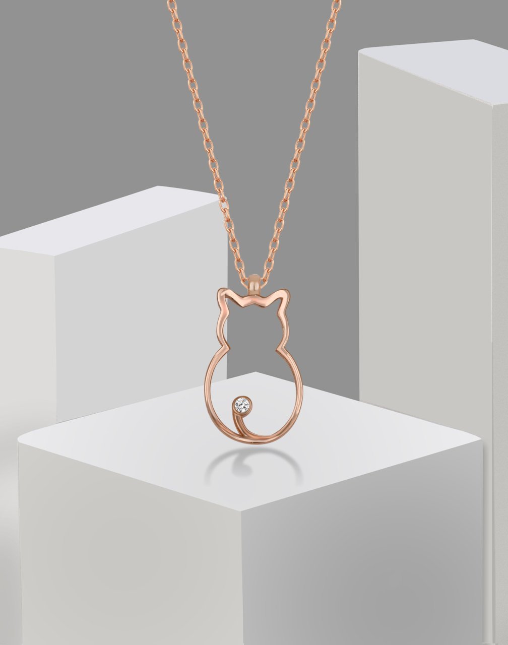 925 Ayar Gümüş Sevimli Kedi Kolye