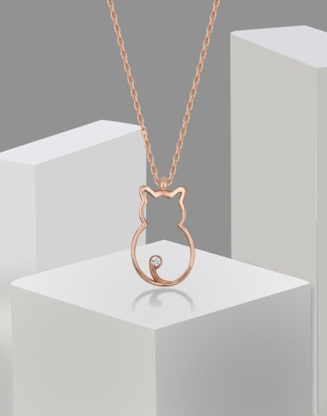 925 Ayar Gümüş Sevimli Kedi Kolye
