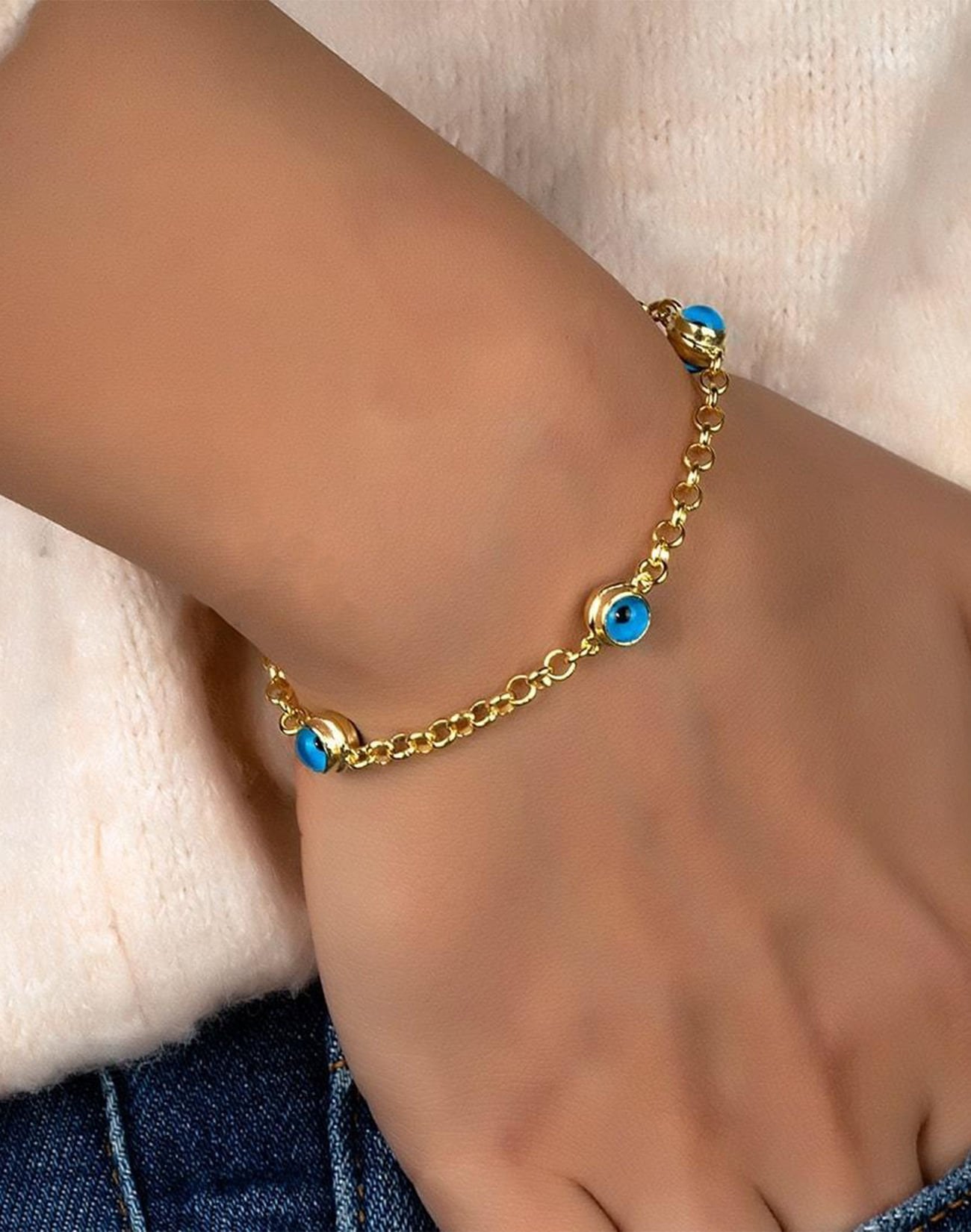 Cam Gözlü Doc Gümüş Bileklik