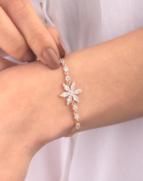 925 Ayar Gümüş Nergis Çiçeği Bileklik LACİVERT