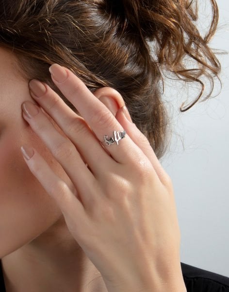 Kişiye Özel Zarif Gümüş Yüzük Rodyum Kaplama - 16