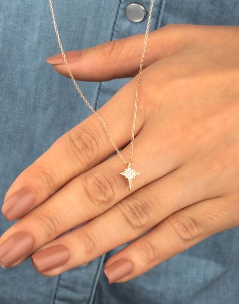 Gümüş Şimal Yıldızı Kolye