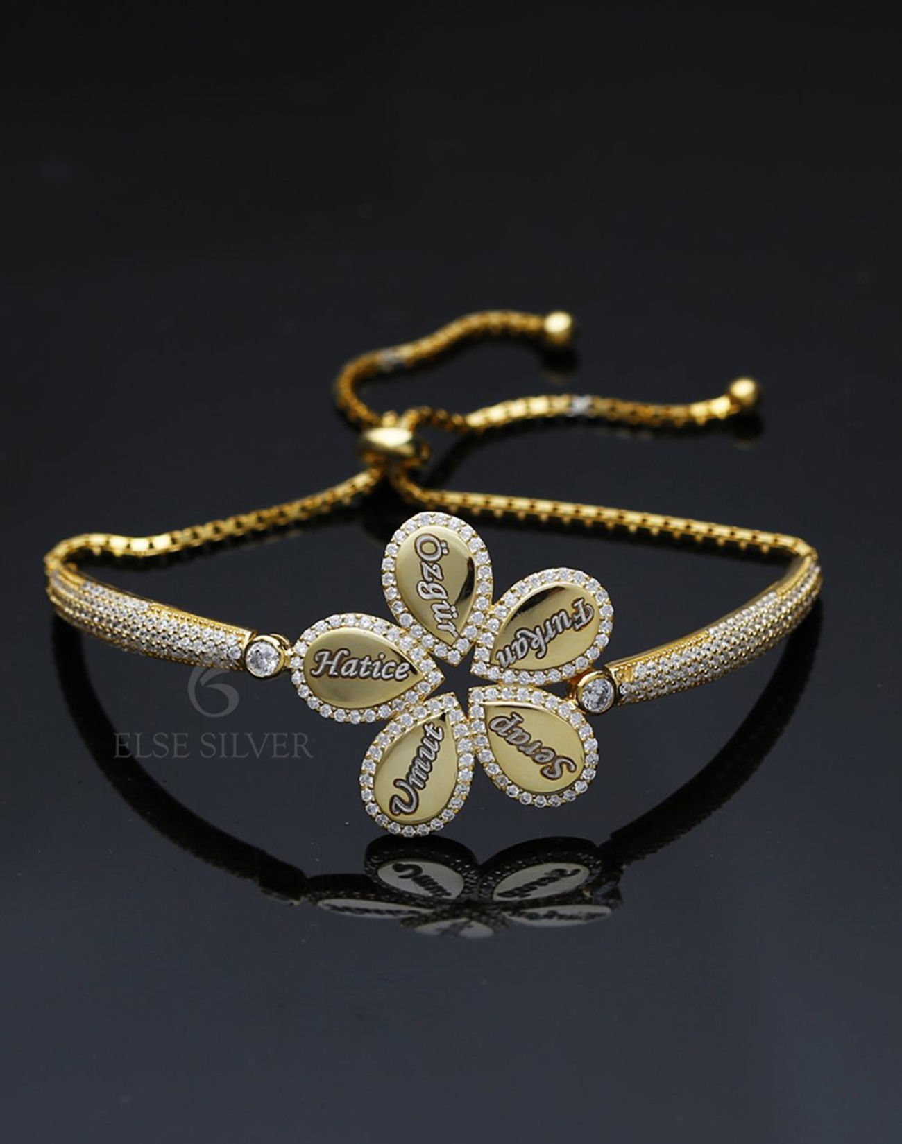 Kişiye Özel Asansörlü Papatya Gümüş Bileklik