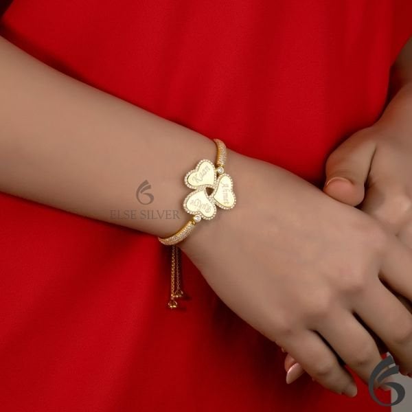 Üç Yapraklı Kişiye Özel Gümüş Yonca Bileklik