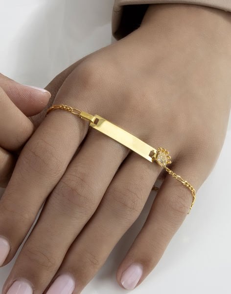 İsimli Taç Figürlü Gümüş Çocuk Bilekliği