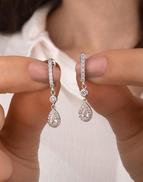 925 Ayar Gümüş Sallantılı Damla Küpe