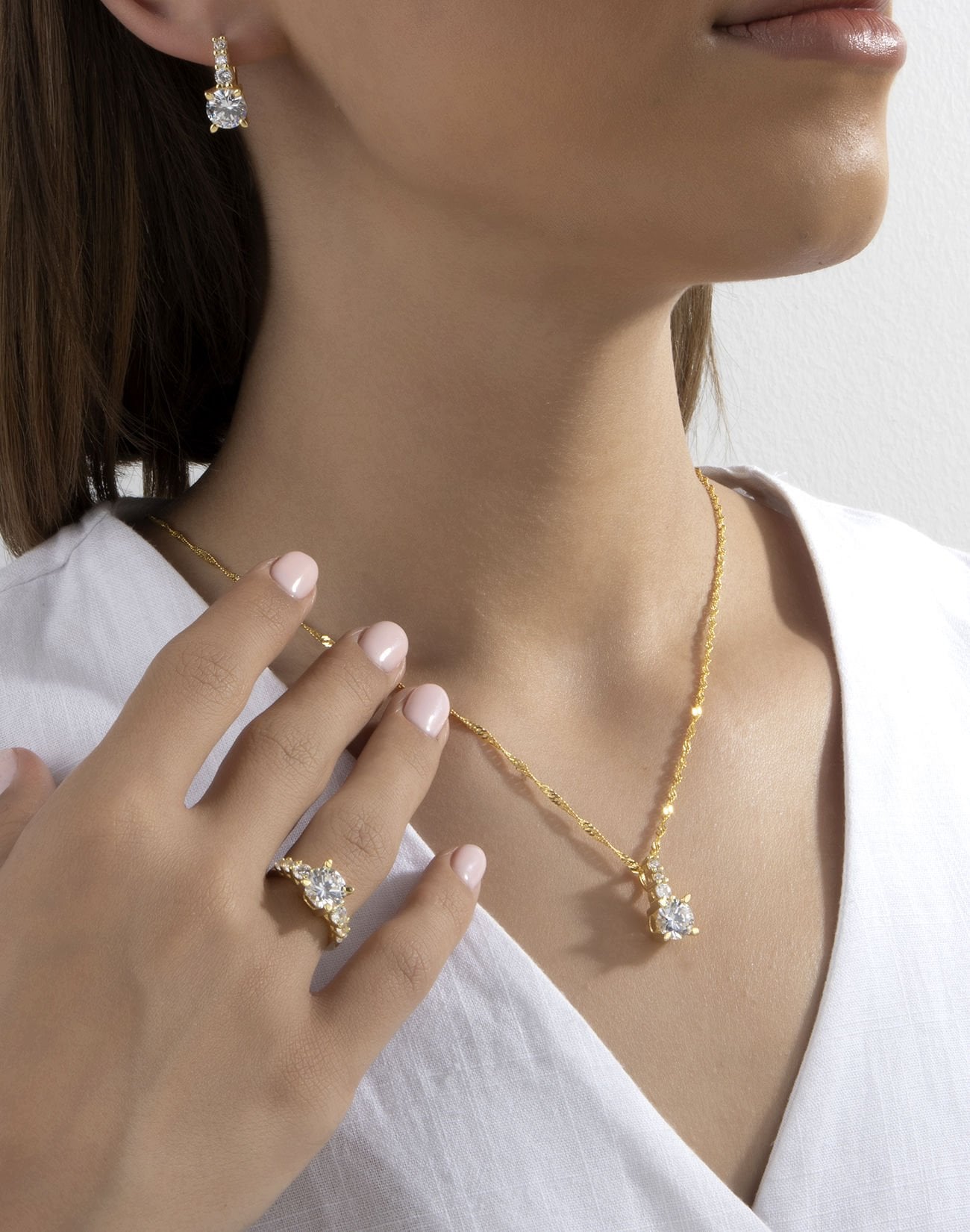 Singapur Zincirli 925 Ayar Gümüş Süzme Taşlı Takı Seti 18