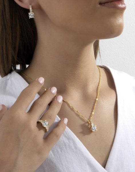 Singapur Zincirli 925 Ayar Gümüş Süzme Taşlı Takı Seti 20