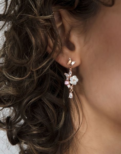 925 Ayar Gümüş Kelebek Bahçesi Kolye Küpe Set