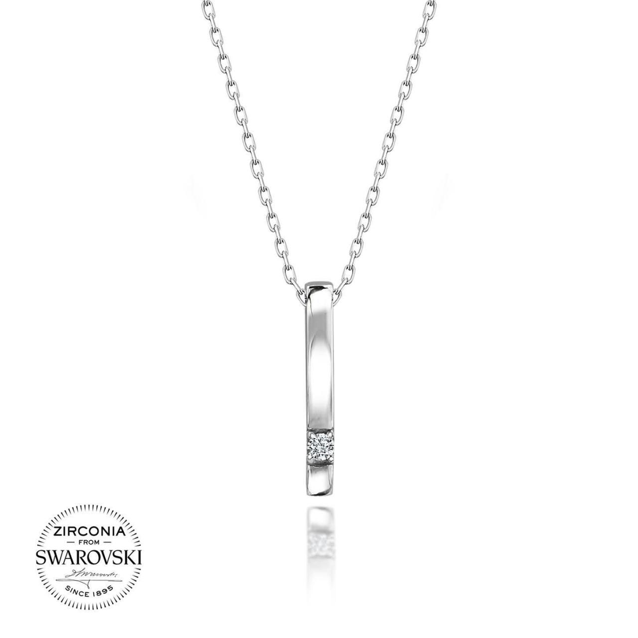 Swarovski Taşlı Gümüş Çubuk Kolye