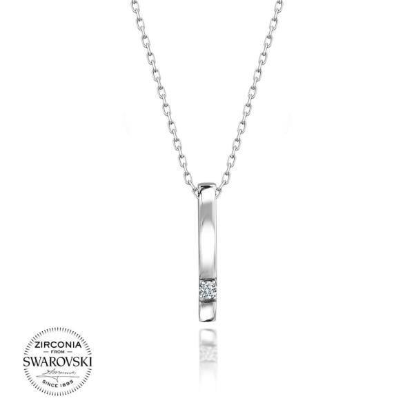 Swarovski Taşlı Gümüş Çubuk Kolye