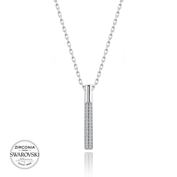 Swarovski Taşlı Gümüş Pırlanta Modeli Çubuk Kolye