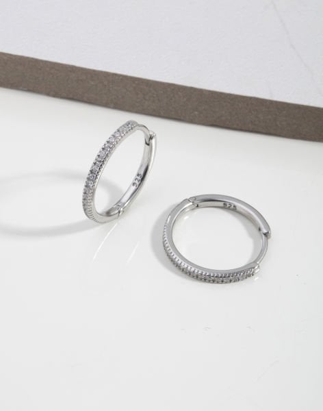 Gümüş Halka Küpe 3 RODYUM KAPLAMA