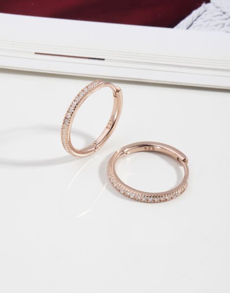 Gümüş Halka Küpe 3 ROSE KAPLAMA