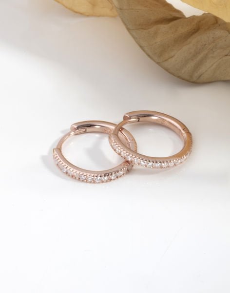 Gümüş Halka Küpe 1 ROSE KAPLAMA