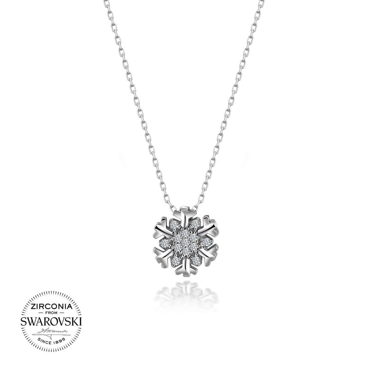 Swarovski Taşlı Gümüş Kar Tanesi Kolye