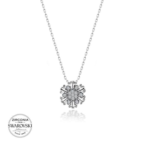 Swarovski Taşlı Gümüş Kar Tanesi Kolye