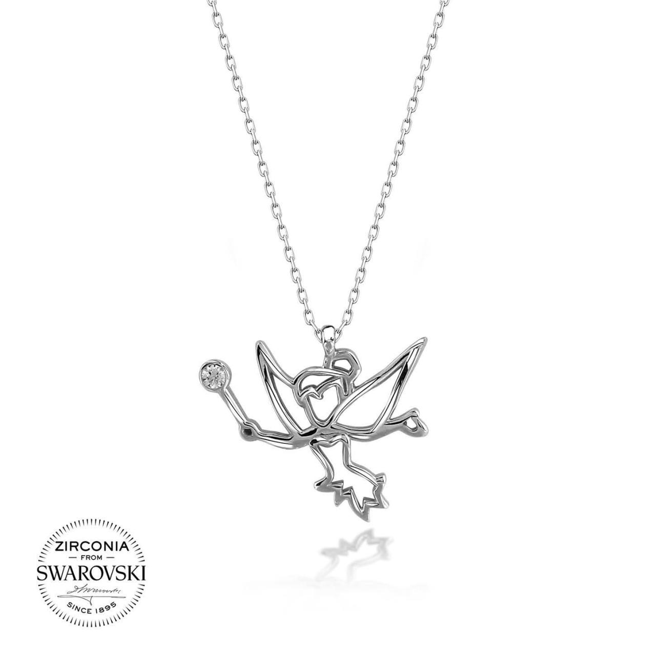 Swarovski Taşlı Gümüş Su Perisi Kolye