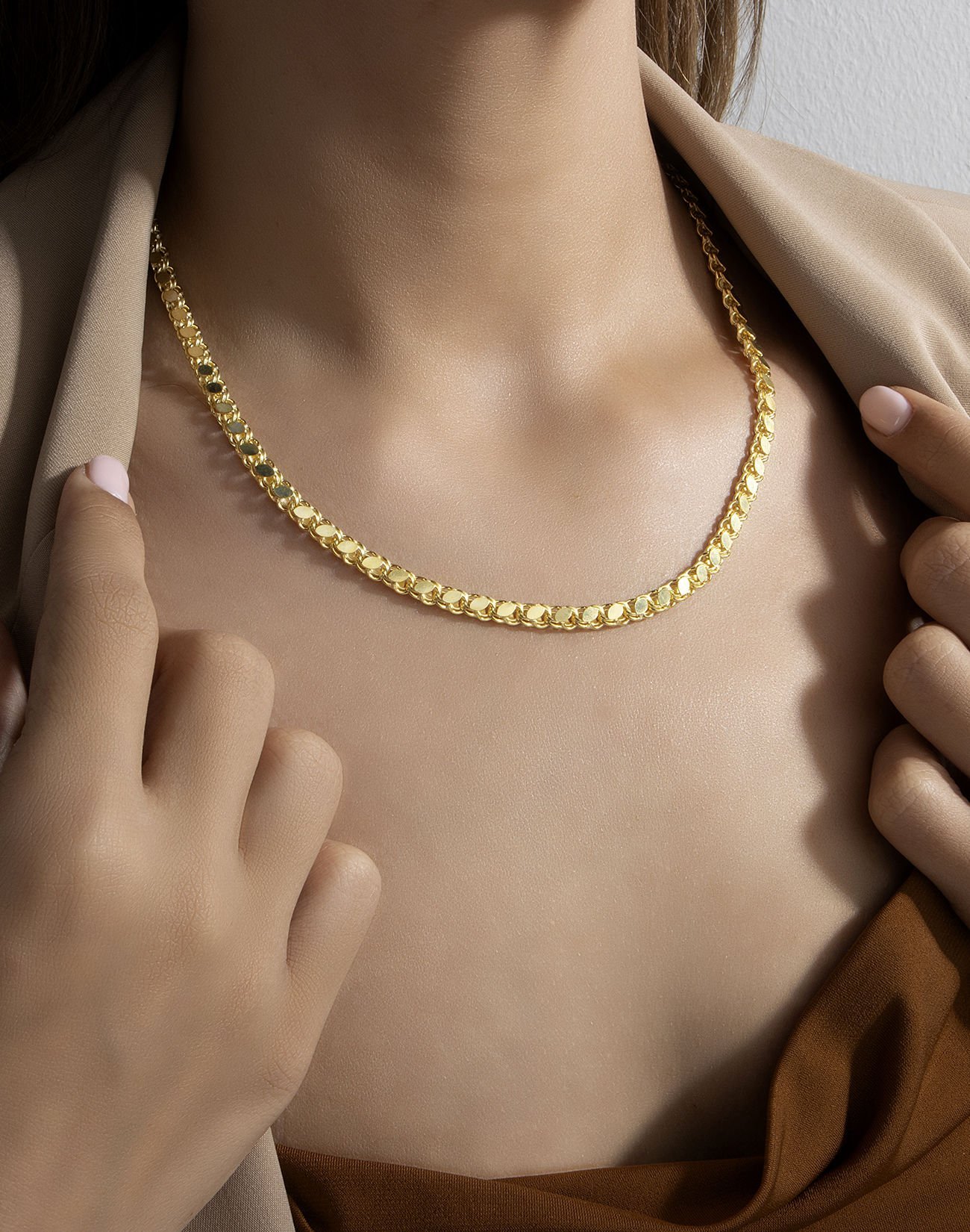 Pullu Zincir Gümüş Kolye