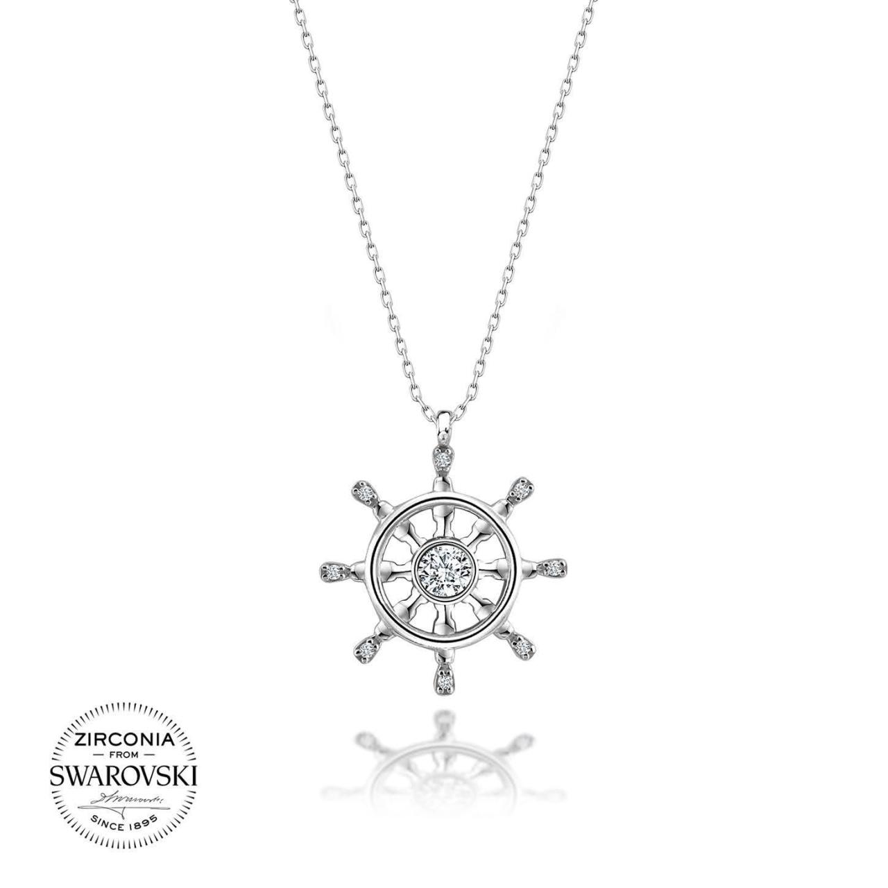 Swarovski Taşlı Gümüş Dümen Kolye