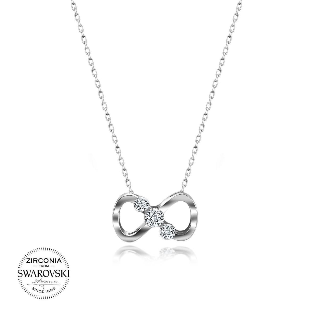 Swarovski Taşlı Sonsuzluk Gümüş Kolye