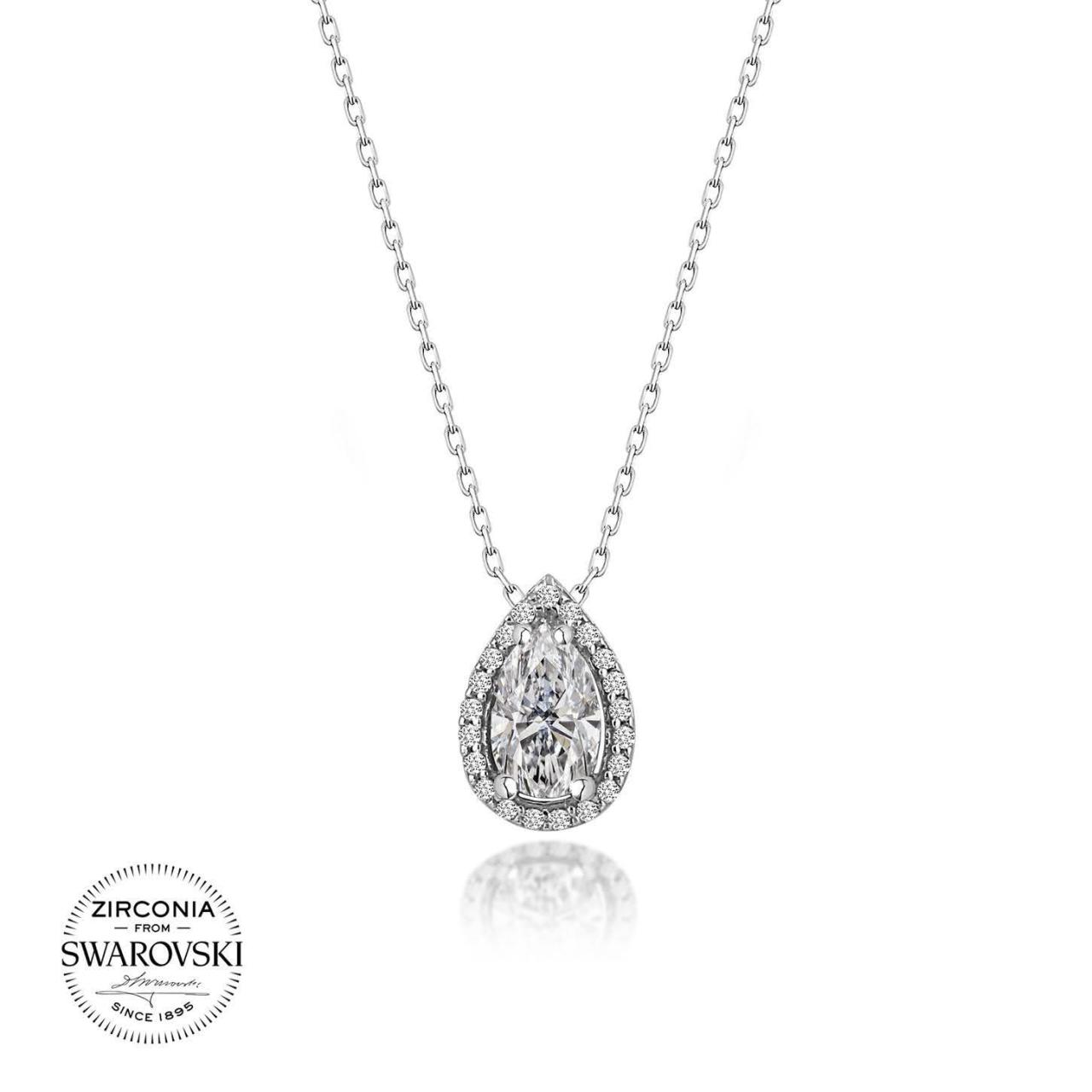 Swarovski Damla Taşlı Gümüş Kolye