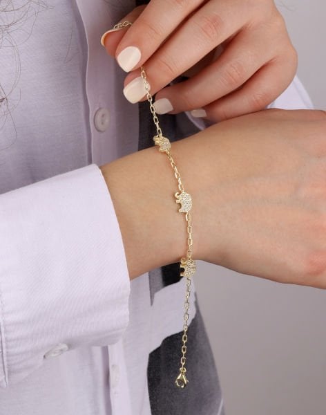 Ataç Zincirli Tria Fil Gümüş Bileklik