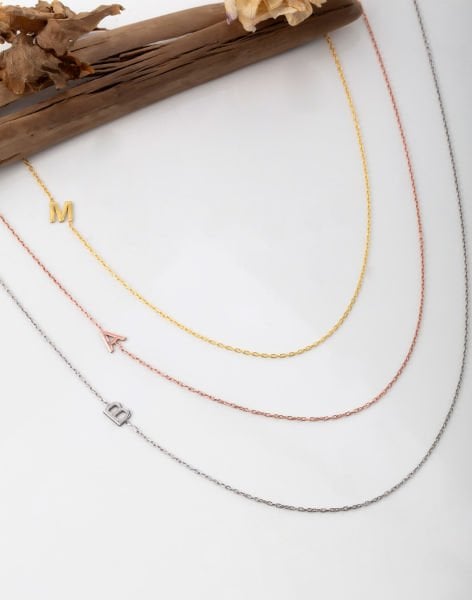 925 Ayar Gümüş Kesim Harf Kolye