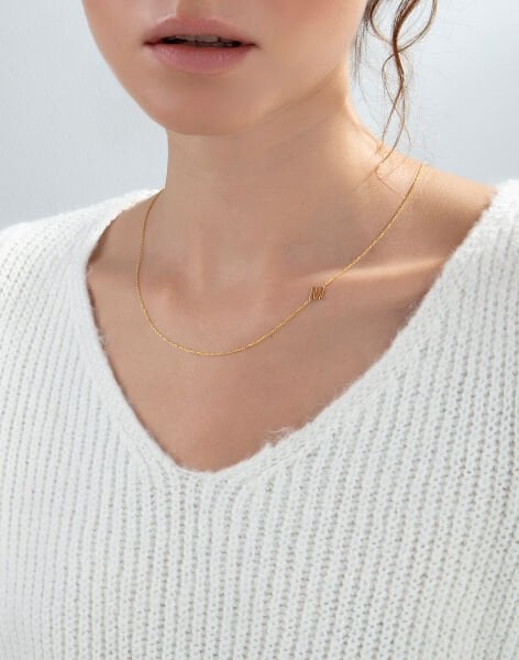 925 Ayar Gümüş Kesim Harf Kolye 14 Ayar Altın Kaplama