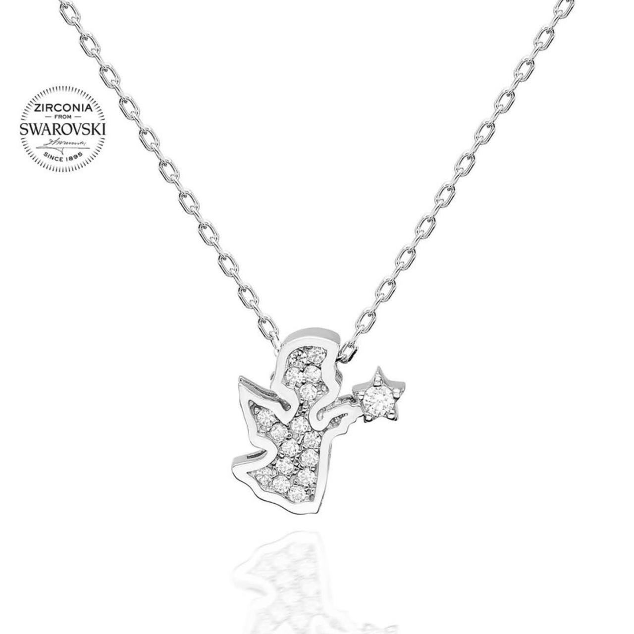 Swarovski Taşlı Gümüş Peri Kolye