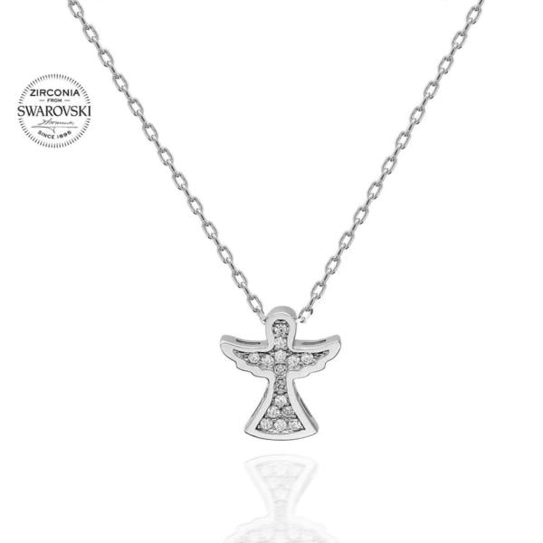 925 Ayar Swarovski Taşlı Gümüş Melek Kolye